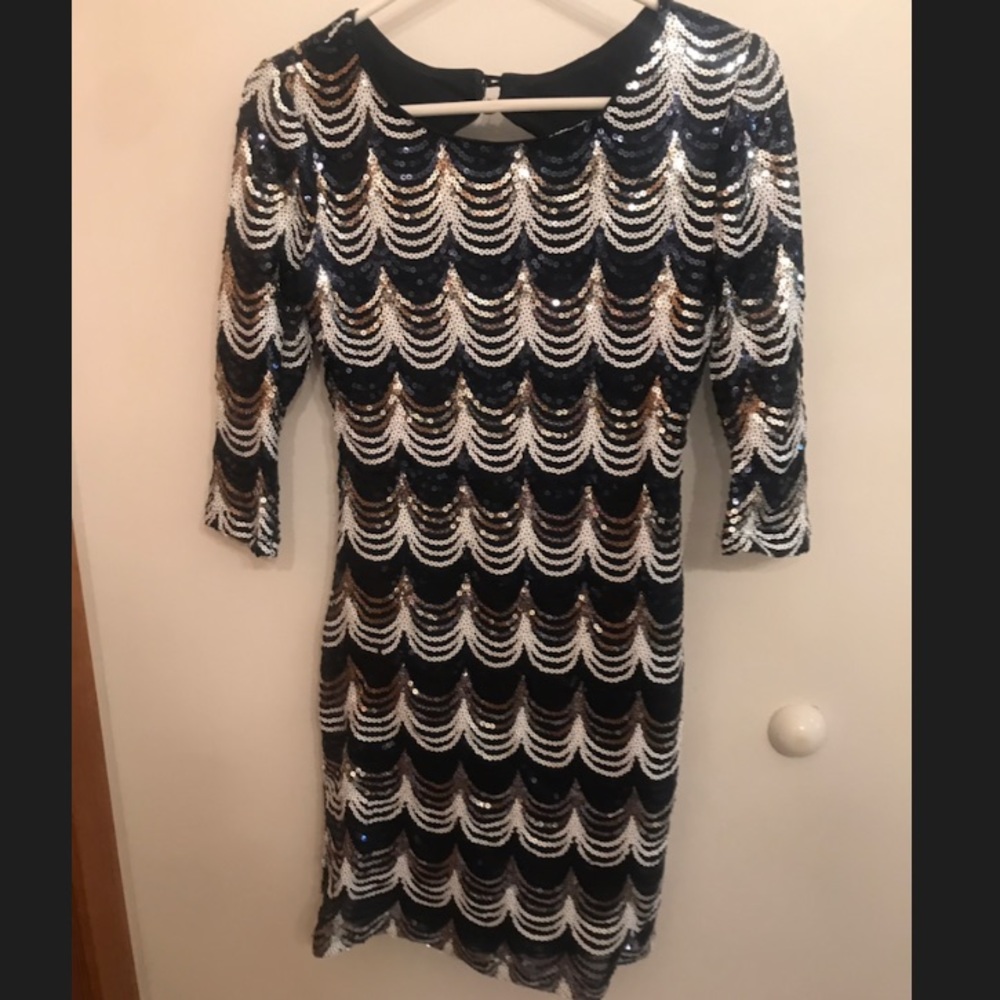 Juniors blue, silver, black sequin dress size 5